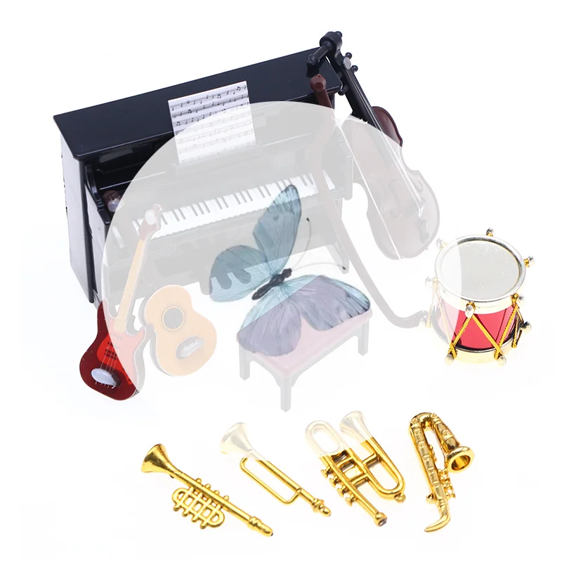 

Perfectly Scaled 1:12 Dollhouse Miniature Piano, Guitar, Saxophone Model- Ideal for Home Scene Decor
