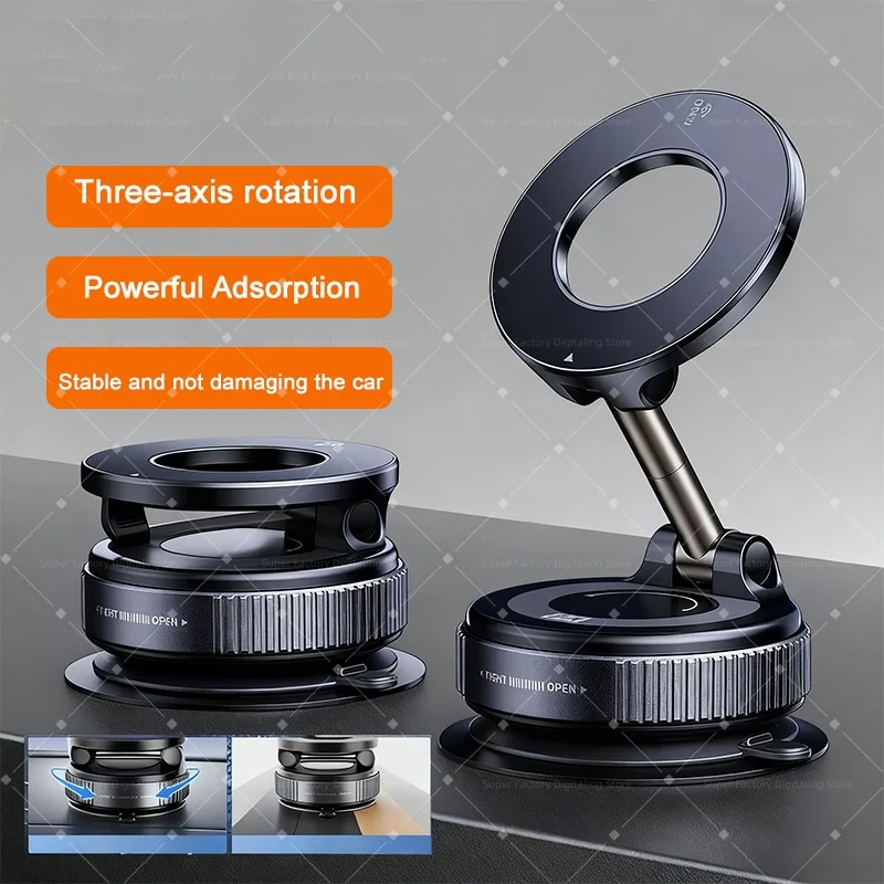  Multi-angles Car Phone Holder Suction Cup Vacuum Magnetic Phone Stand 360° Rotatable and Foldable Suction Phone Holder 