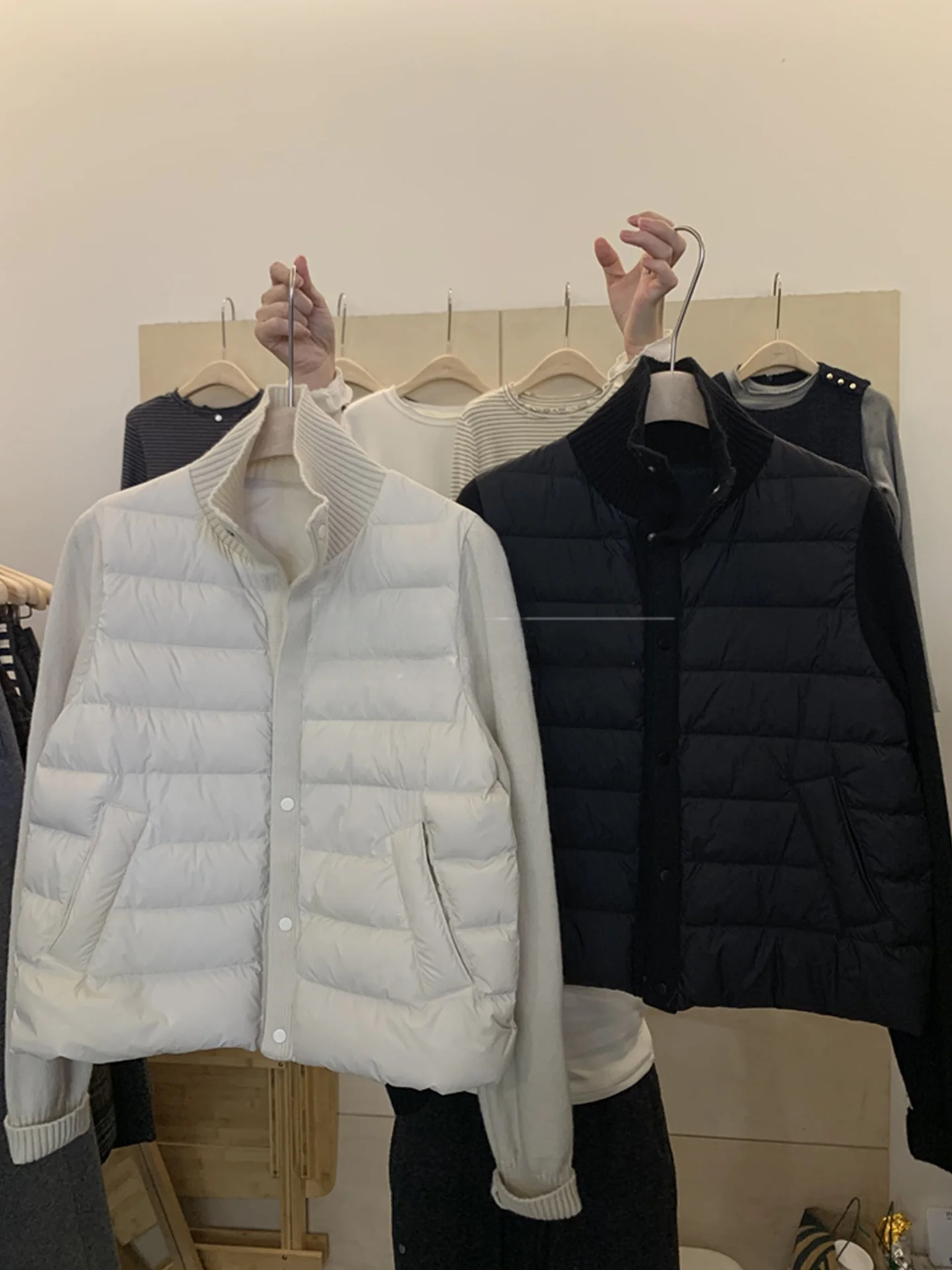 

Женская вязаная куртка Ele с длинными рукавами, в стиле пэчворк, приталенная, зимняя, модная, хлопковая верхняя одежда для повседневной носки