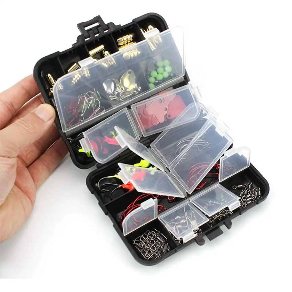 128 Pcs Fishing Gear Set PP ABS Hooks Baits Carp Portable Angling Tackle Box Suit Kit Accessories