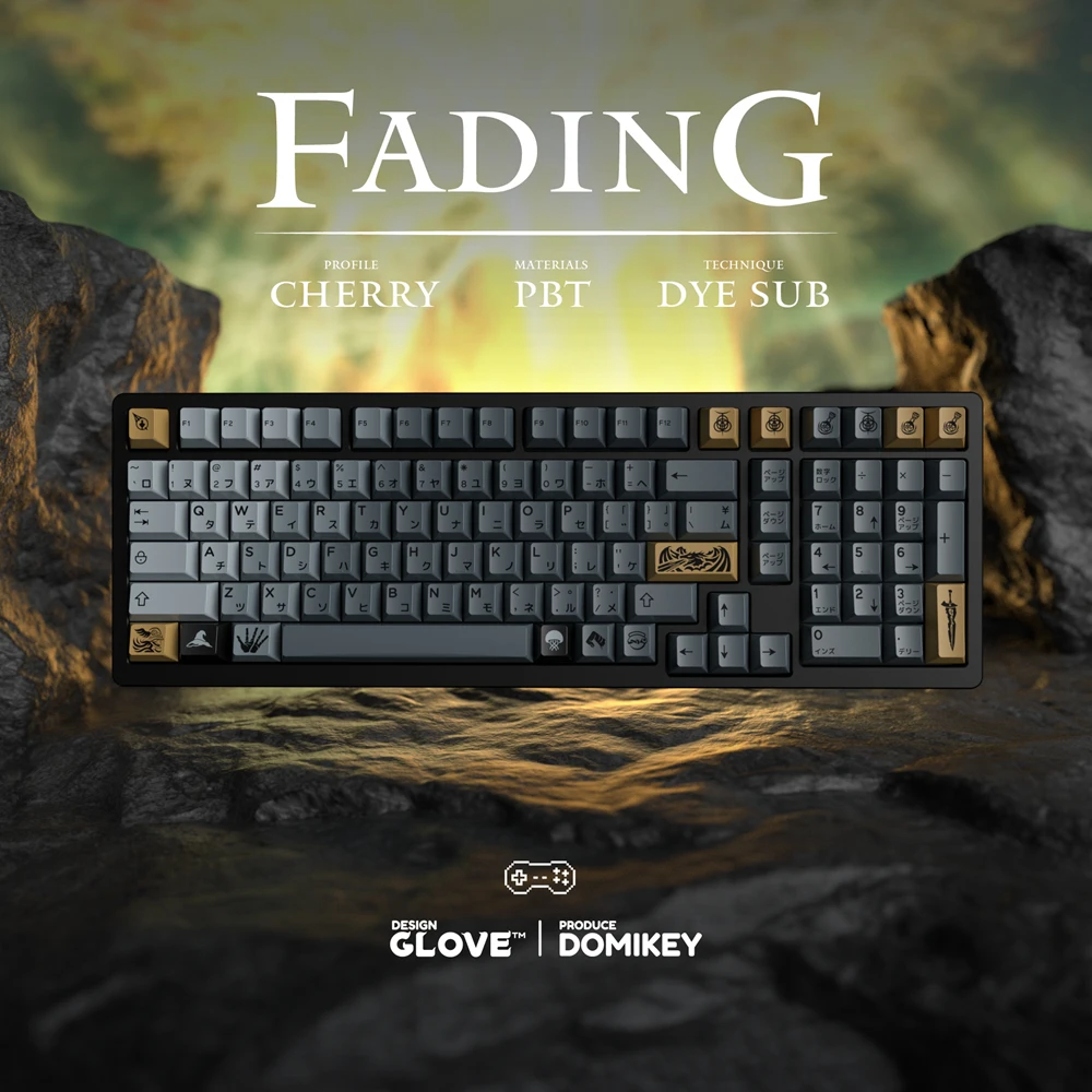 Domikey X Glove Fading Dye Subbed Gradient Keycap Set PBT Cherry Profile for keyboard 87 tkl 104 ansi xd64 bm60 xd68 BM87 BM65