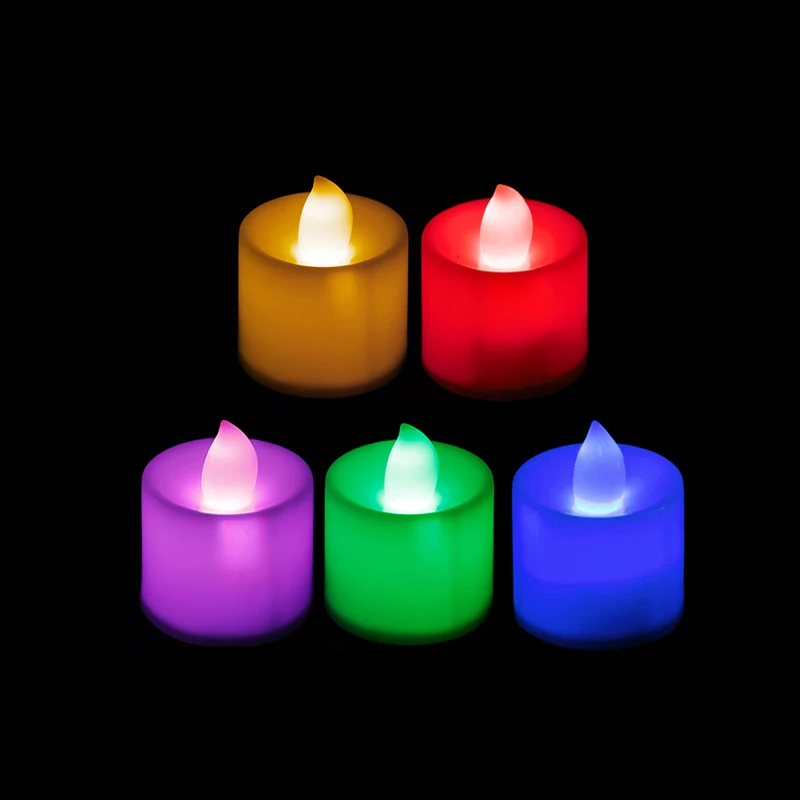 Battery Powered LED Light Plastic Colorful Candles Tea Lights Wedding Dropsale