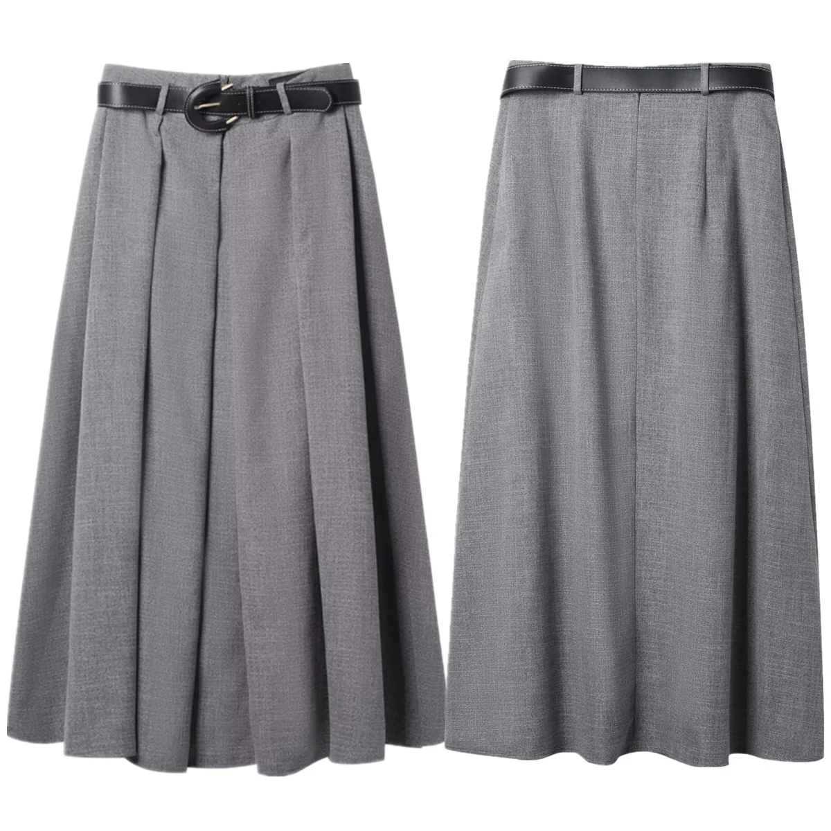 

Dave&Di Британская женская одежда Минималистичная серая плиссированная юбка-миди с высокой талией Элегантная юбка трапециевидной формы Женская одежда Faldas Юбки W