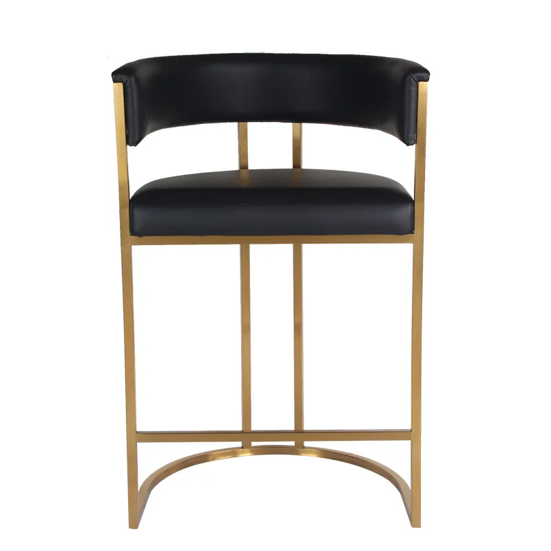 

High Stool bar Chair Modern Simple Back Cafe bar Chair Metal Kitchen Chairs Commercial Furniture Top Grade Nordic Light Luxury