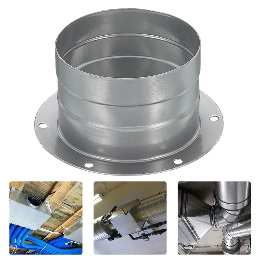 Metal Exhaust Duct Connector Flange 75-300mm Round Straight Flange Adapter High-temperature Resistant Pipe Air Vent Connector