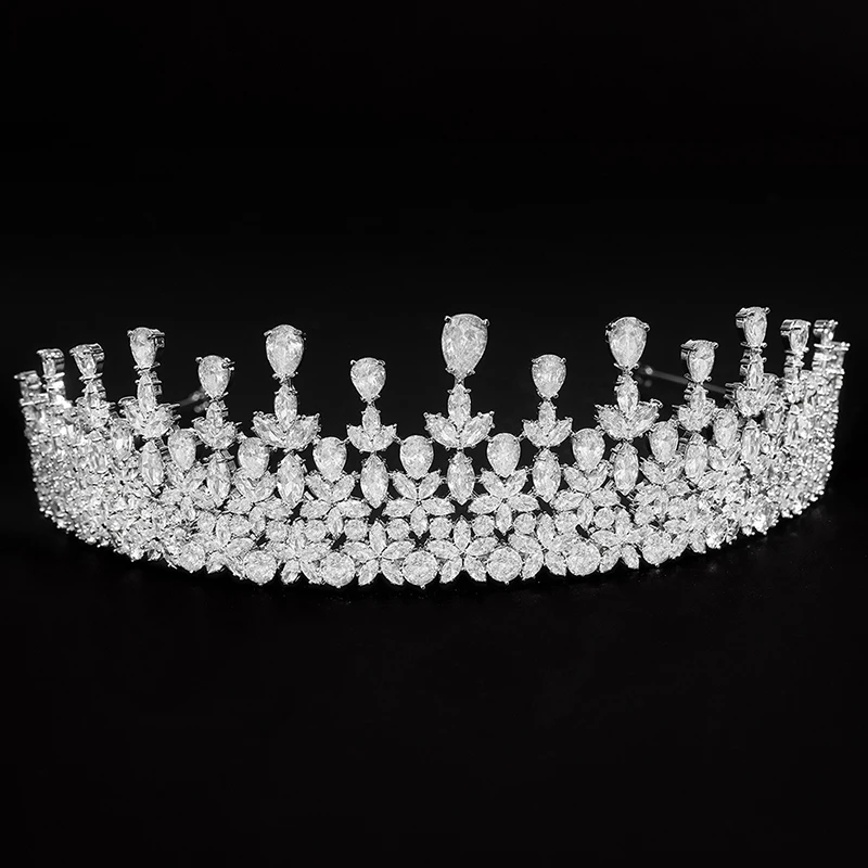 Jade Angel Luxury Cubic Zirconia Tiaras And Crowns Stylish Chic White Gold Plated Brass Brides Tiaras And Headdresses for Women