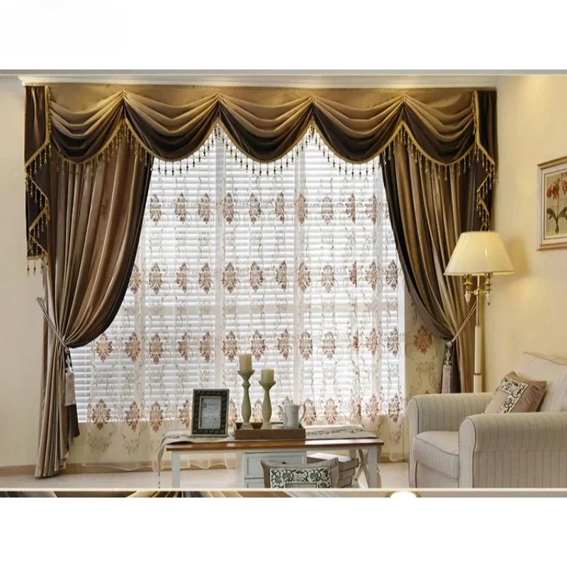 European Luxury Velvet Curtains For Living Room Blackout Bedroom Tulle Valance Thickening Pure Color Window Elegant Customize