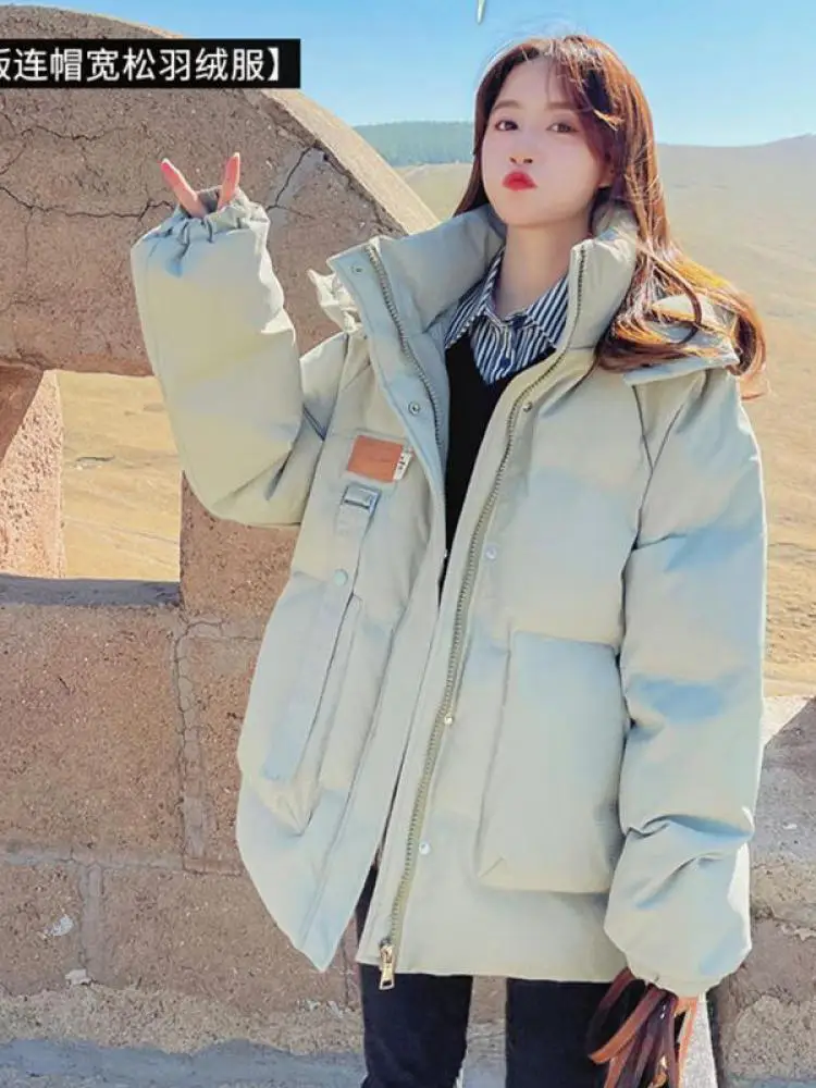 

2024, женские зимние корейские куртки-пуховики, толстое теплое пуховое пальто с хлопковой подкладкой, женские модные свободные короткие парки с капюшоном большого размера