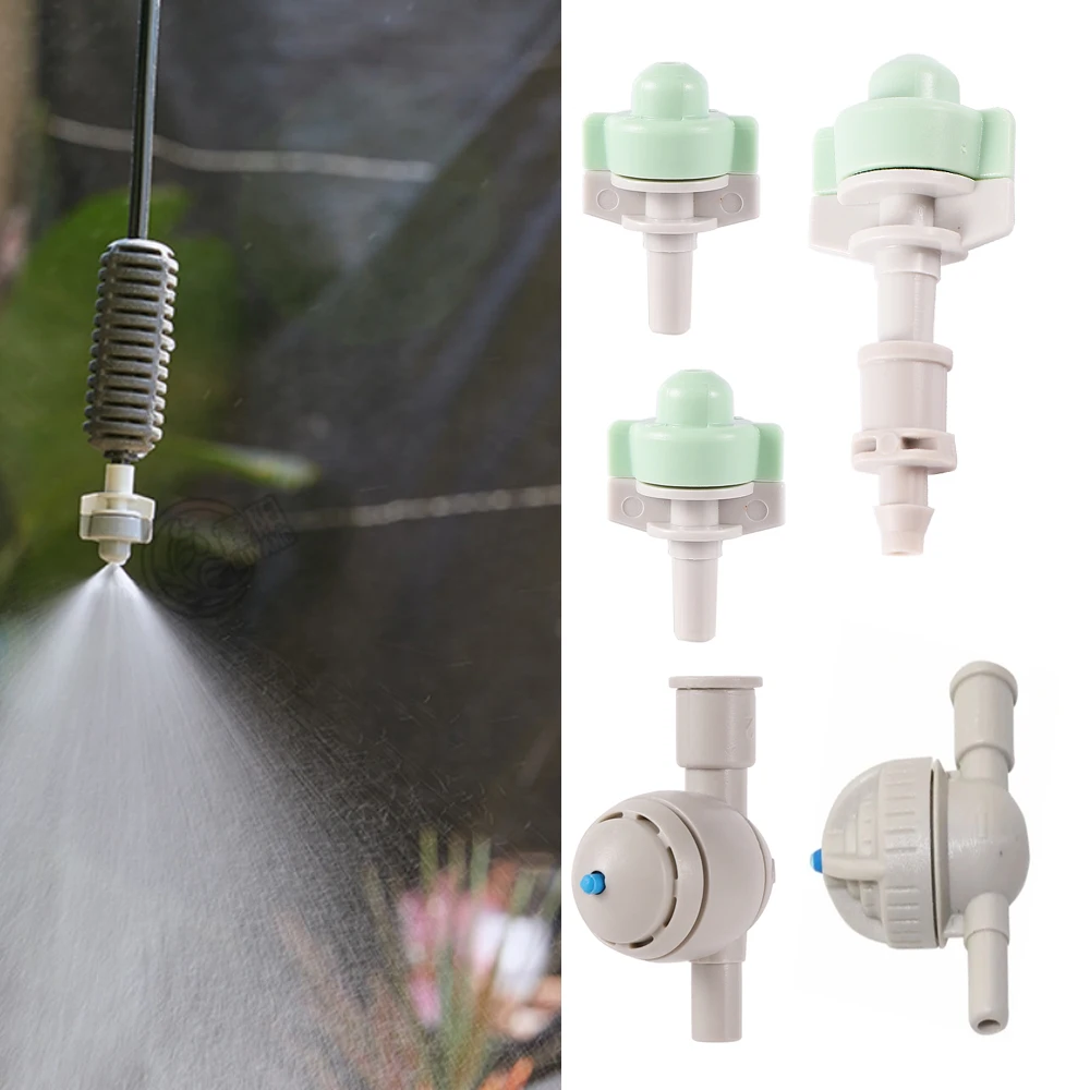 0.5mm Mist Nozzle Kit 6mm Interface Drip Irrigation Hanging Sprayer with Anti-drip Device for Garden Greenhouse Watering Cooling