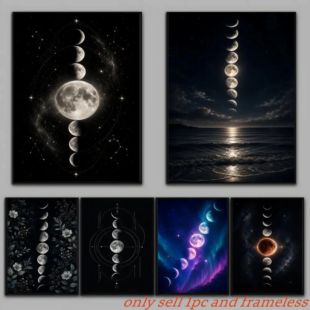 Moon Phase Pictorial Poster Art With Prints Home Bedroom Living Room Decoration Gift