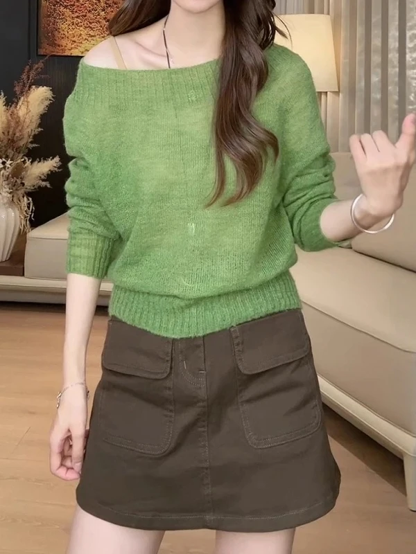 

Свободный длинный вязаный свитер для женщин, новинка весенней коллекции, большие размеры, удобный, универсальный, с круглым вырезом, мягкий и уютный.