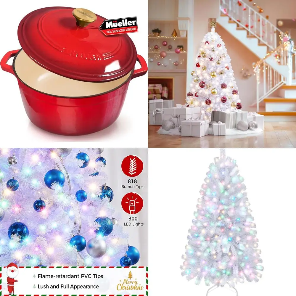 

Enameled Cast Iron Dutch Oven, 6-Quart Heavy-Duty Casserole Dish and Braiser Pan with Lid, Stainless Knob, Safe for All Cooktops