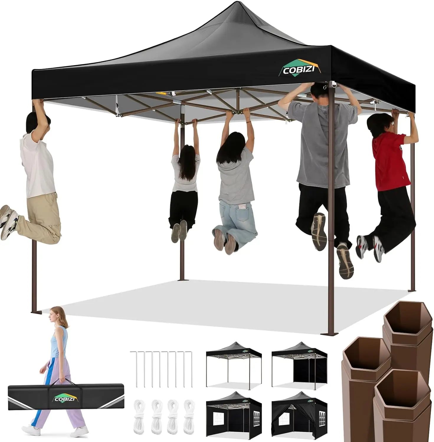 

10x10 Pop Up Canopy Tent Heavy Duty with 4 Sidewalls, Commercial Easy Up Instant Canopy Outdoor for Events Party Wedding, All