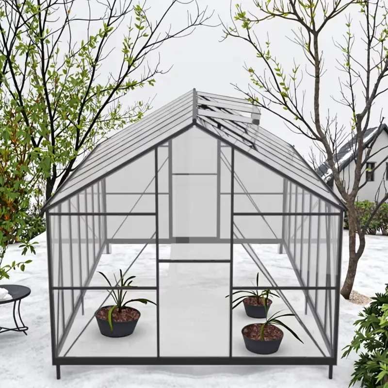 Premium Large Outdoor Modern Aluminum Greenhouse Kit 1-8 Unit Home Easily Assembled Metal Frame Glass Polycarbonate Green