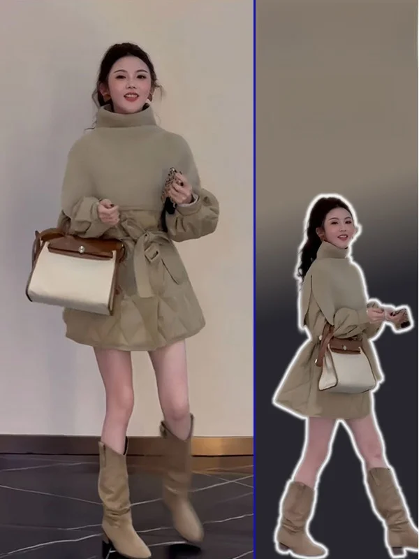 

plus Size Warm Knitted Scarf oulder Cover Diamond Pattern High Collar Winter Faion Set for Women Casual Wear Korean Sle