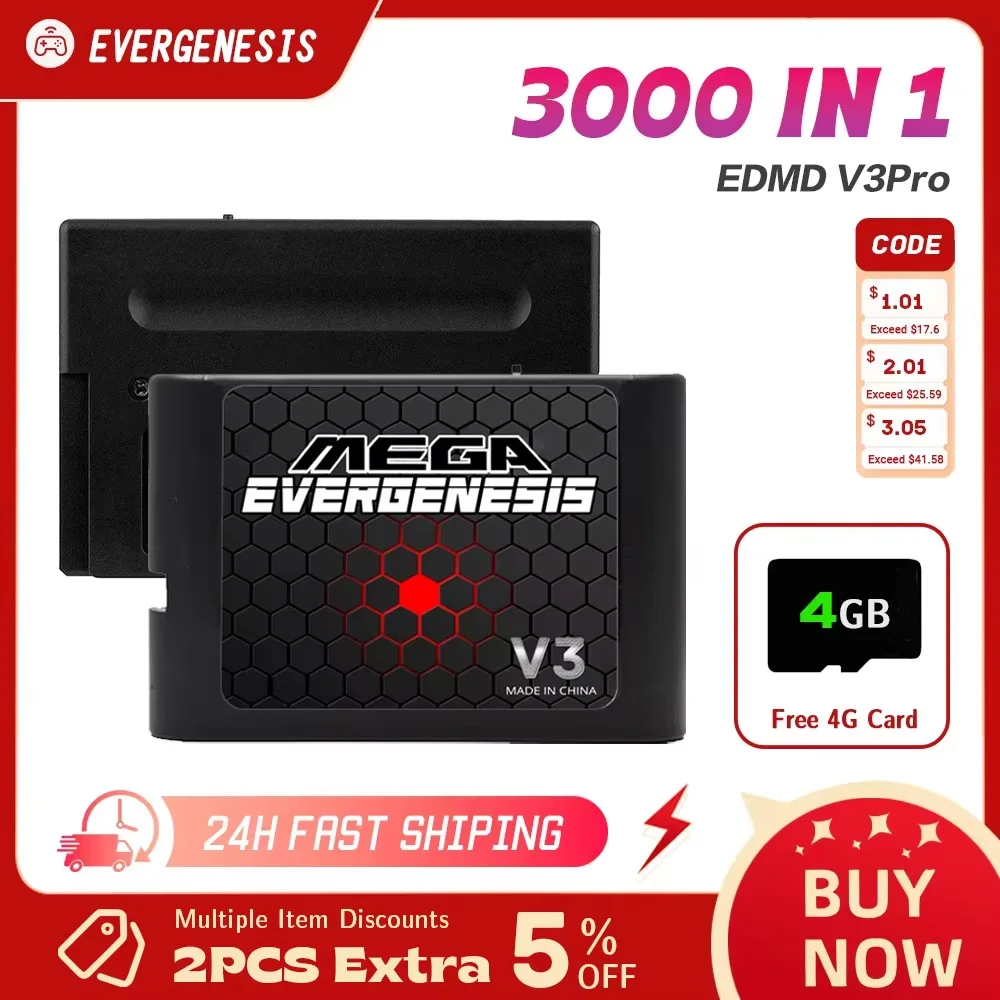 

For MegaDrive Genesis MD V3Pro Support 3000 files Optical Drive Emulator MEGAKey Support 32X File Memory Card With 4G TF Card