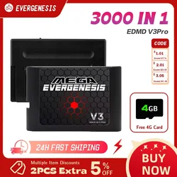 For MegaDrive Genesis MD V3Pro Support 3000 files Optical Drive Emulator MEGAKey Support 32X File Memory Card With 4G TF Card
