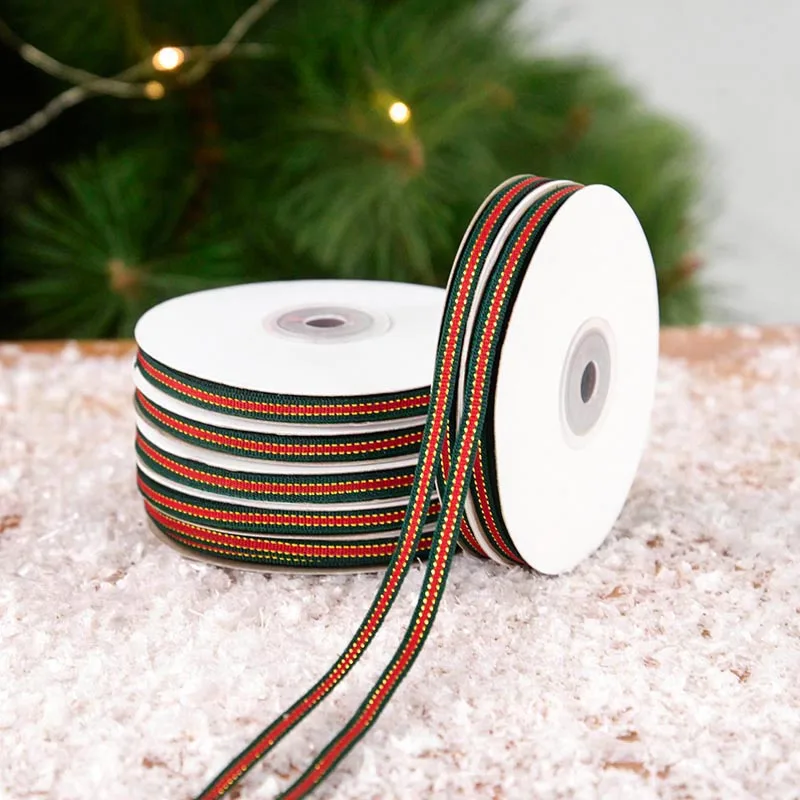 25Yards/roll Christmas Ribbon 5mm Polyester Bow Ribbons For Xmas Gift Wrapping Christmas Tree Decoration Wedding Party DIY Craft