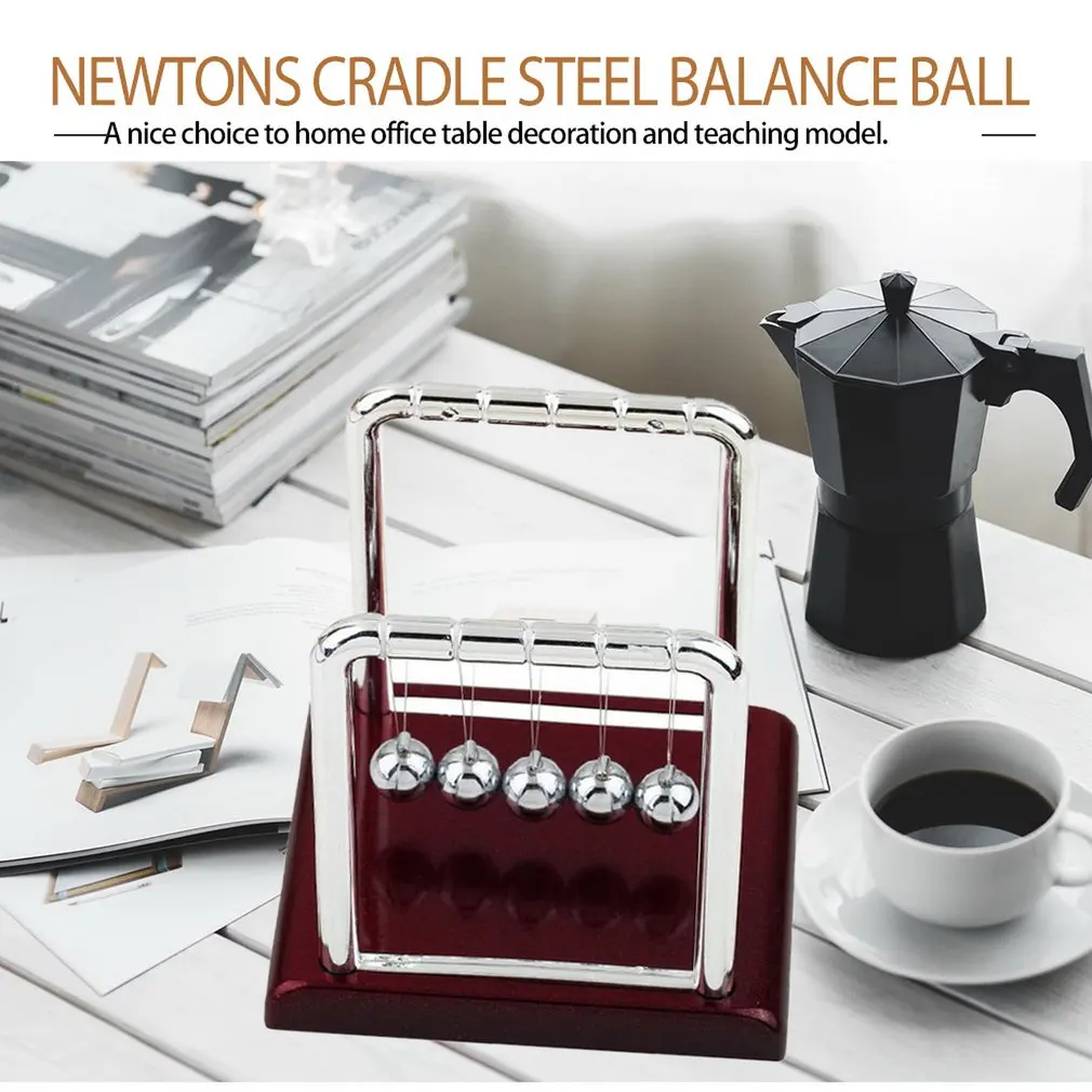 1Pc Newton Cradle wyrównać piłkę szkolne materiały dydaktyczne wahadło fizyczne pulpit żelaza wyrównać piłkę bombki Home Decoration
