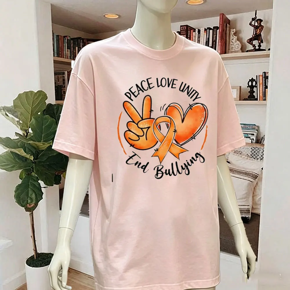 Anti Bully Shirt We Wear Orange for Unity Day Tops Men Tops Peach Love Unity End Bullying Tees Unity Day No Bullying Shirt