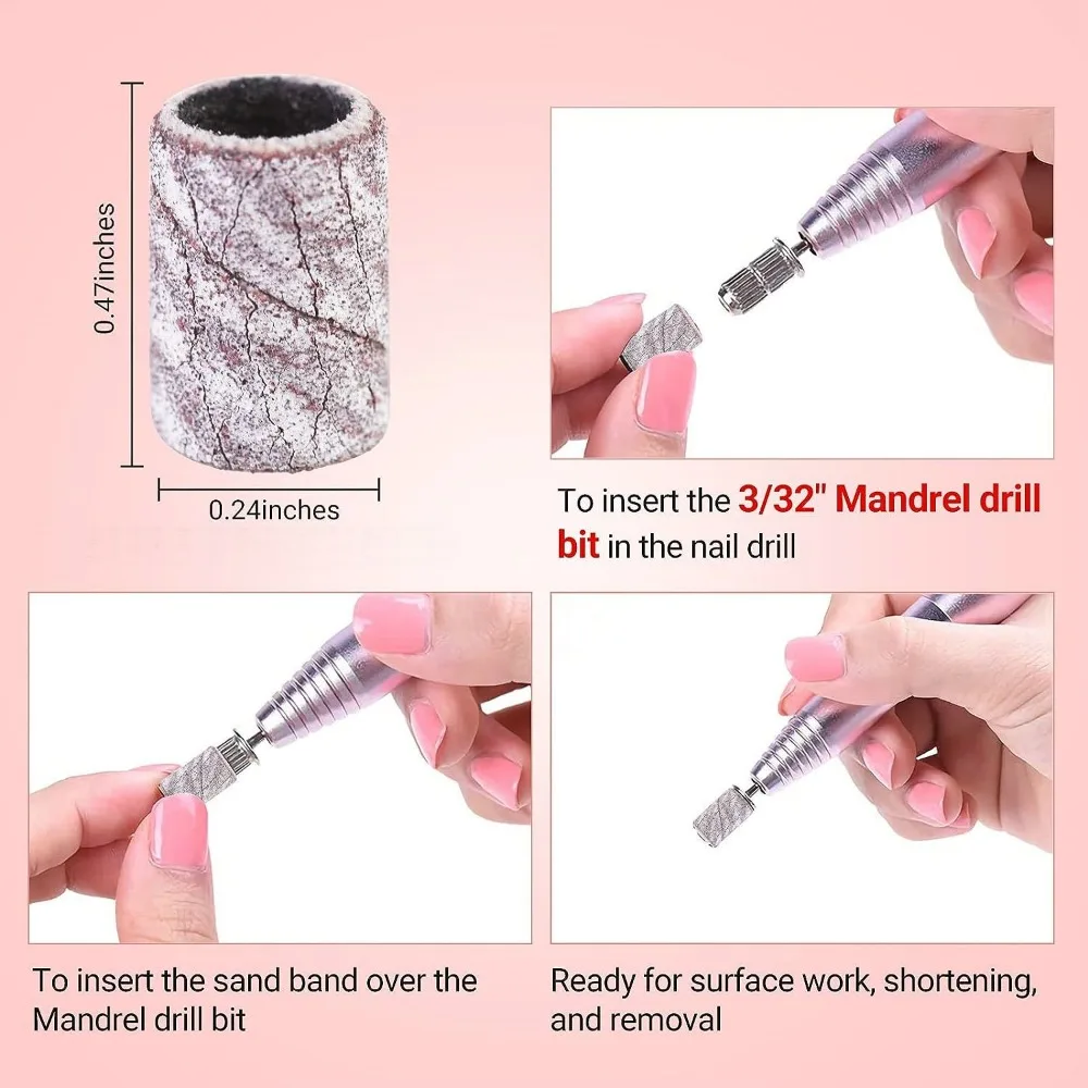 50/100 pz Nail Art Sanding Bands 80 #120 #180 # rettifica Sand Ring Bit per trapano elettrico accessori per macchine strumenti per Manicure