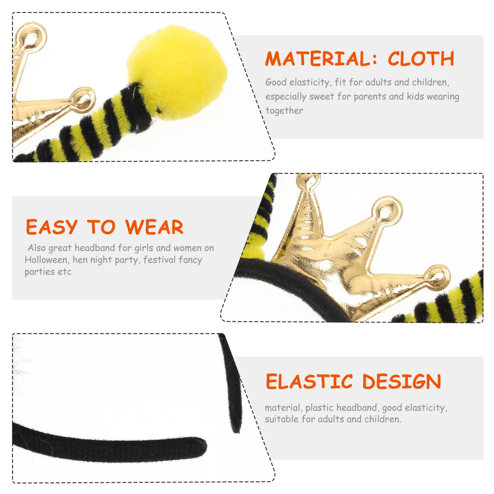 

Желтый набор: повязка на голову с антенными ушками и повязка для волос в виде пчелы для детей, женщин и взрослых. Эластичные, мягкие, для вечеринок, костюмированных мероприятий, косплея, Хэллоуина, фестивалей.