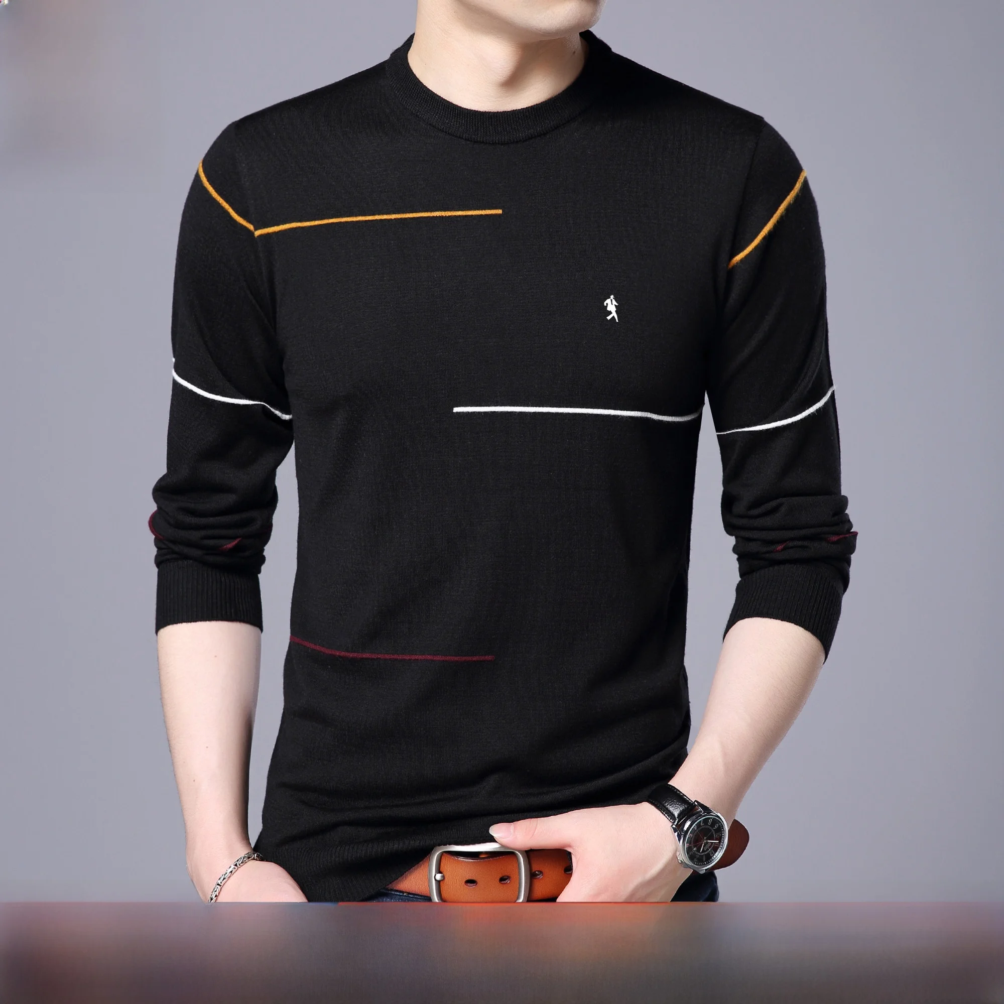 

D-WOLVES мужской вязаный свитер круглый Ne пуловер базовый слой весенний новый цвет корейская версия повседневный длинный све