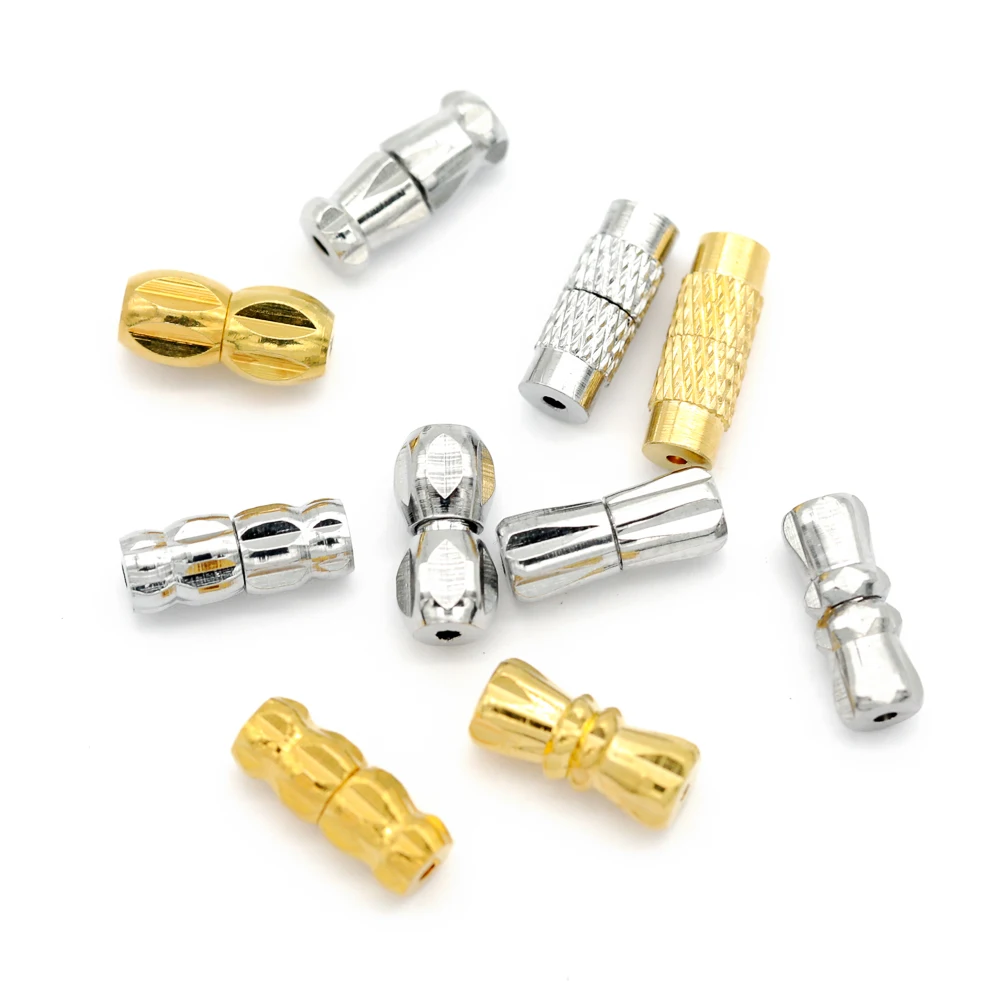 10Pcs Cord End Caps Brass Screw Connect Buckle Jewelry End Tips Connectors Clasps for DIY Bracelet Necklace Making Accessories