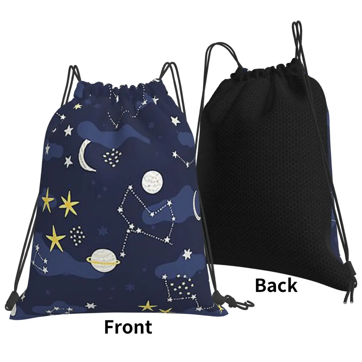 Galaxy Cosmos Moon Stars Astronomy Cartoon Universe Backpacks Casual Drawstring Bags Sundries Bag Book Bags Man Woman Students