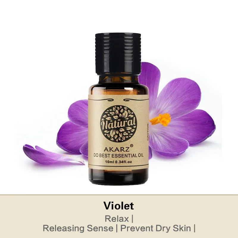 AKARZ Violet Essential Oil Natural Aromatherapy  for Skin Body Hair Care,Diffuser, Candle,Soap,Making, DIY,Massage Aroma 10ml