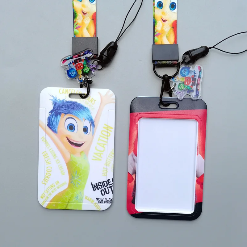 1 set Disney Inside Out-kaarthoesjes Kaartkoord Sleutelkoord Cosplay Badge ID-kaarten Houders Nekbanden