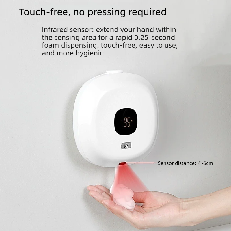 

Wall-mounted hand washing machine for home and hotel, liquid foam dispenser, USB rechargeable, fully automatic smart sensor soap