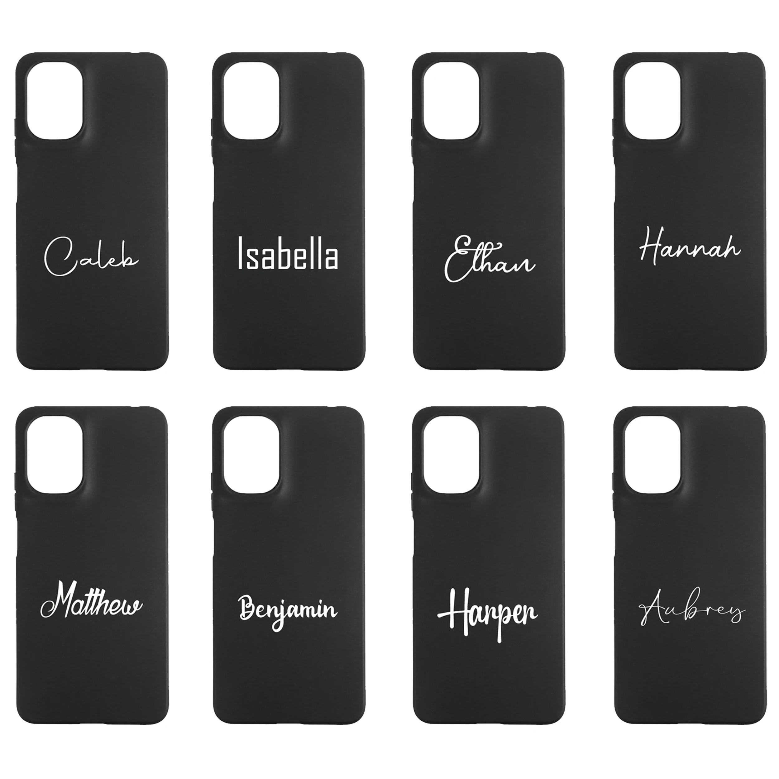 

Personalised Custom Name Phone Case For Motorola Moto G05 Black TPU Soft Protective Back Cover For Moto E15 initials DIY Funda