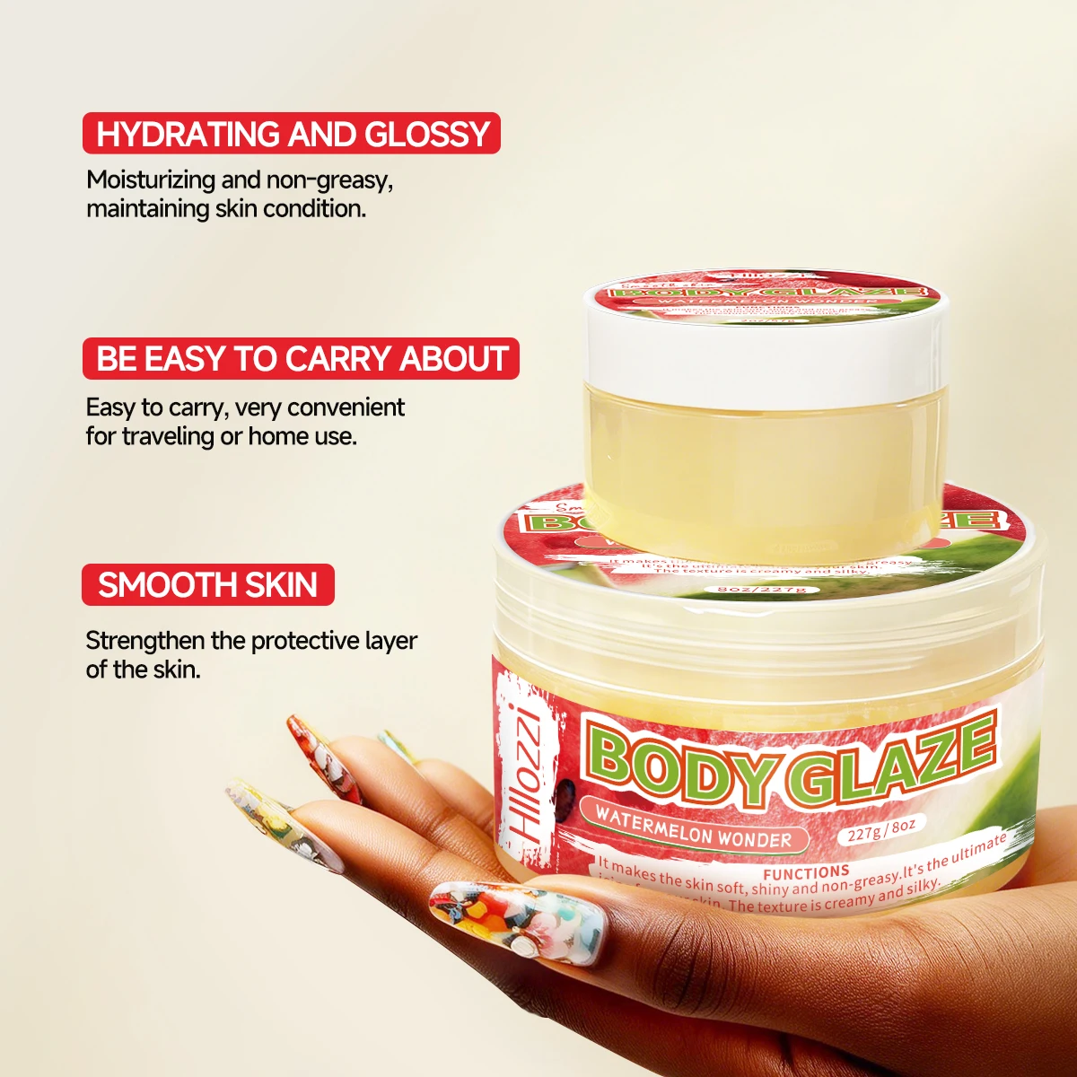 8oz 2oz Body Glaze Watermelon Moisturizes, Protects, and Repairs the Skin brighten and smooth the look of uneven complexion