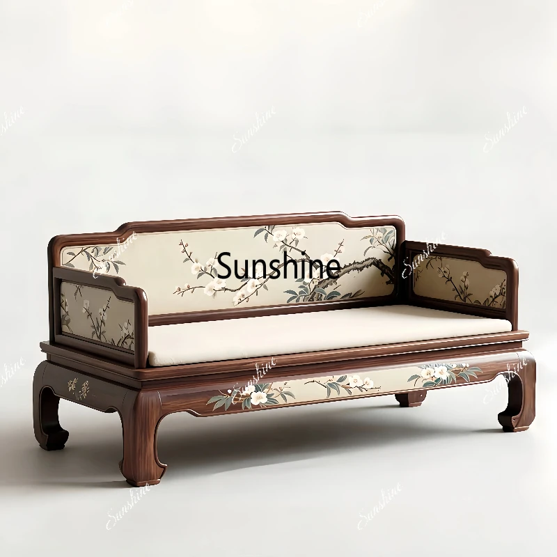 

New Chinese style, solid wood 2 Arhat bed painted villa B & B light luxury high-end