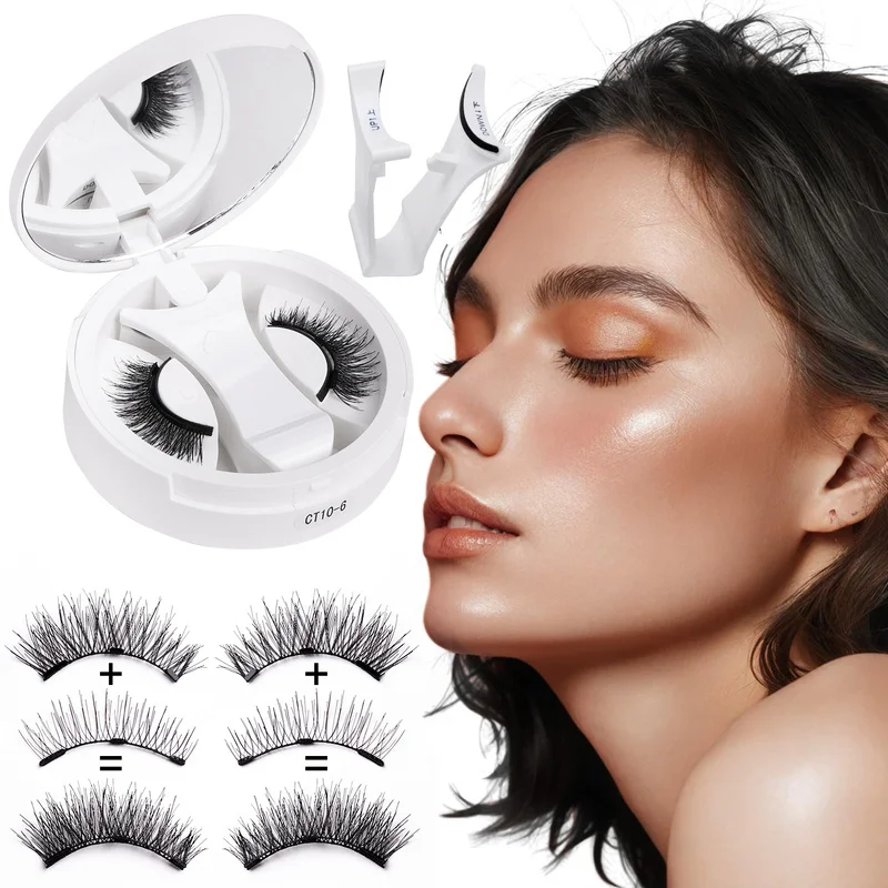 Fluffy Faux Mink Reusable Magnetic Eyelashes Set with Easy Application Magnetic Tweezers Natural Look False Eyelashes