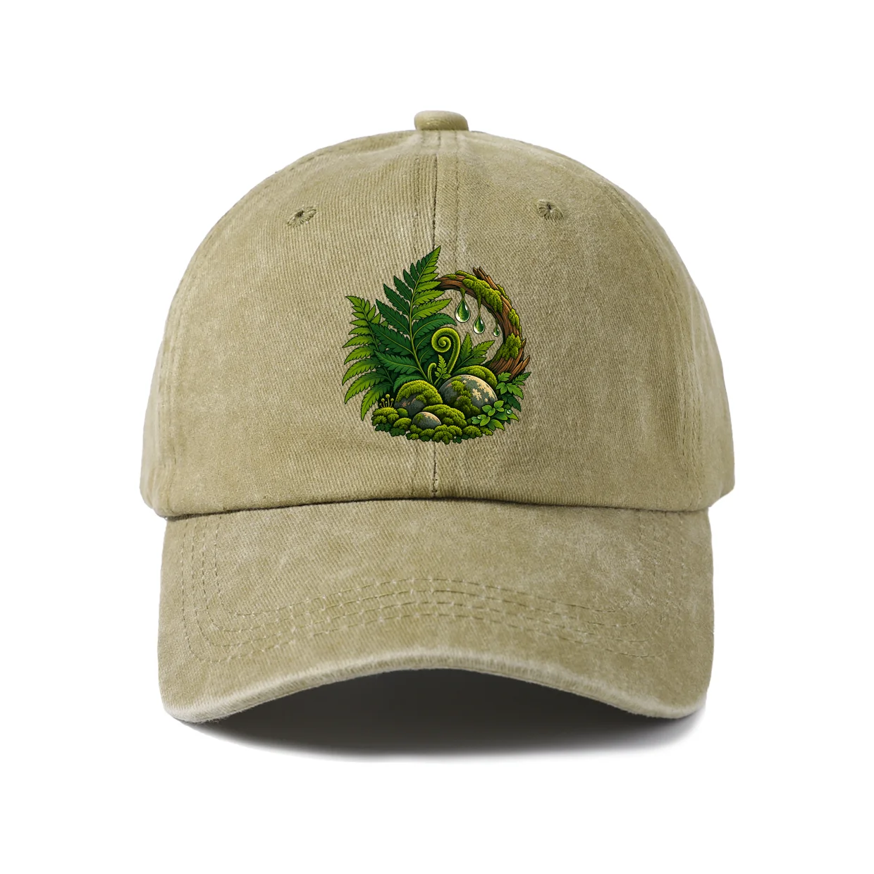 Green Fantasy Dragon Graphic Baseball Cap, Vintage Washed Adjustable Unisex Dad Hat, Casual Gift
