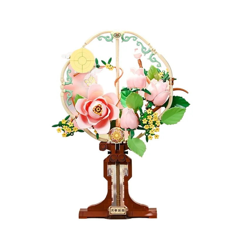

Keeppley Blooming Rose Building Blocks Set Classical Chinese Style Fan Ornament Collection Gift