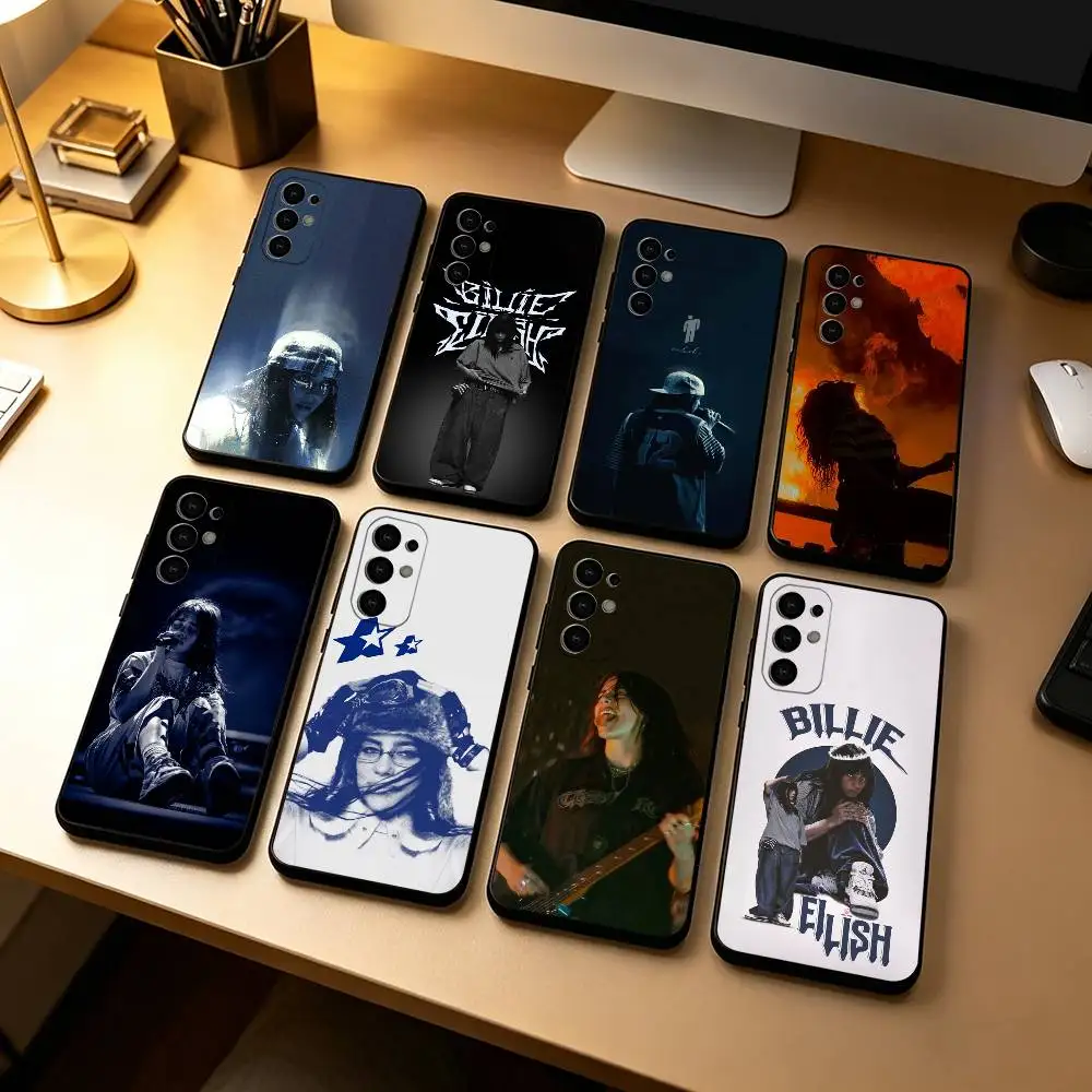 B-Billie Eilish-H Singer Gift  Phone Case Black Silicone Soft For Samsung S25,S24,S21,S22,S23,S30,Ultra,S20,Plus,Fe,Lite