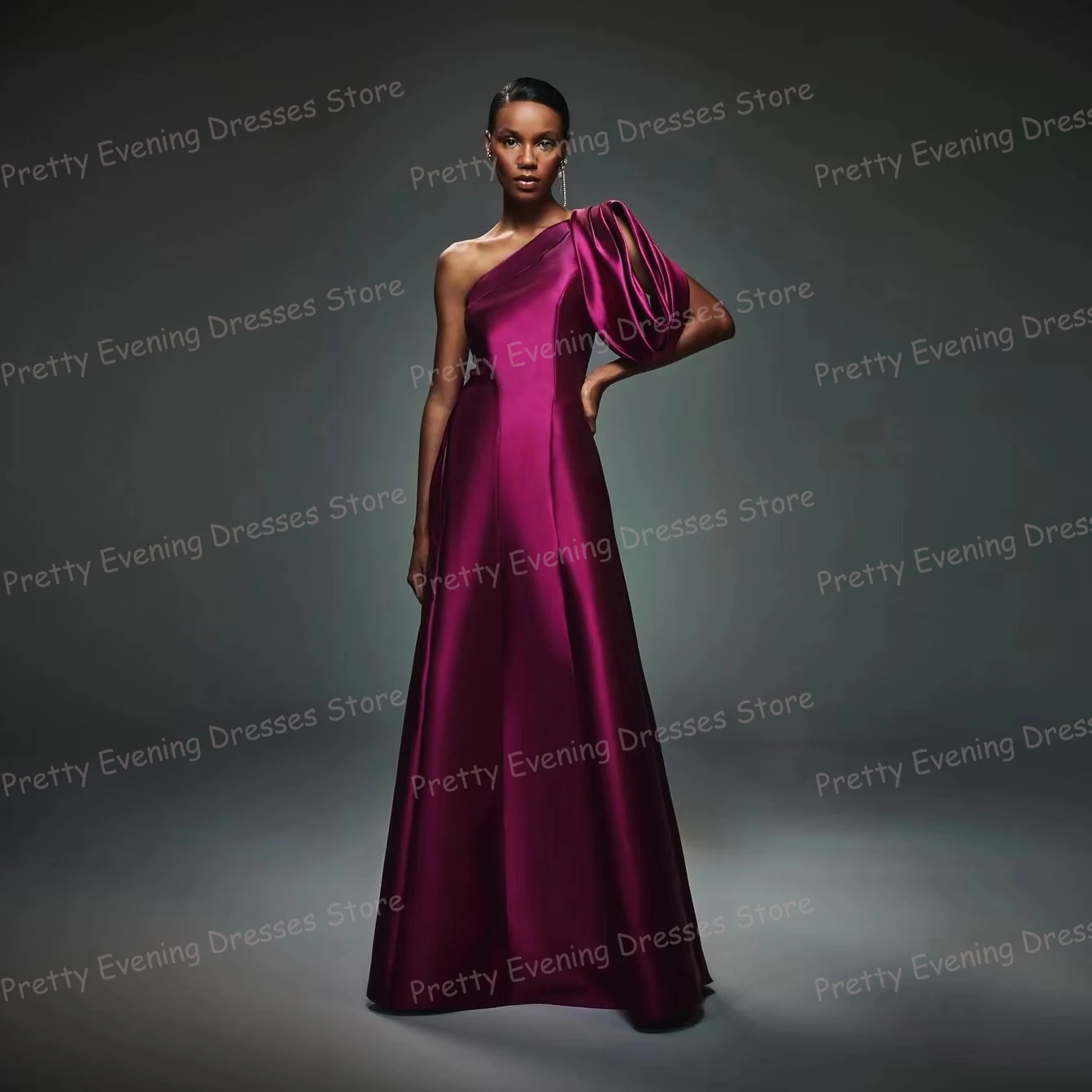 

Luxury 2024 Evening Dresses Women's A Line Sexy One Shoulder Prom Gowns Satin Backless Fashion Party Vestidos Robes De Soirée