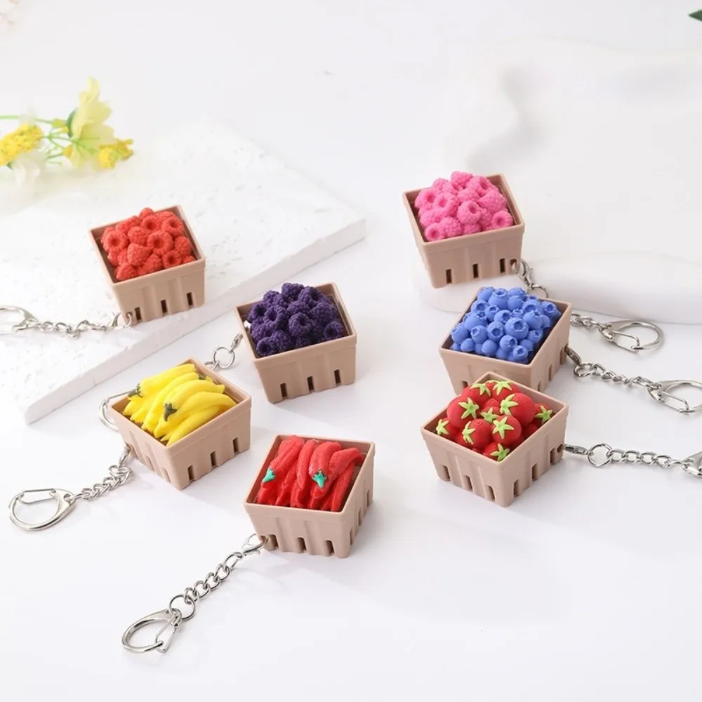 Portable Simulation Fruits Colorful Fruits Keychain Cartoon Creative Fidget Keychain Handbag Charm For Adults