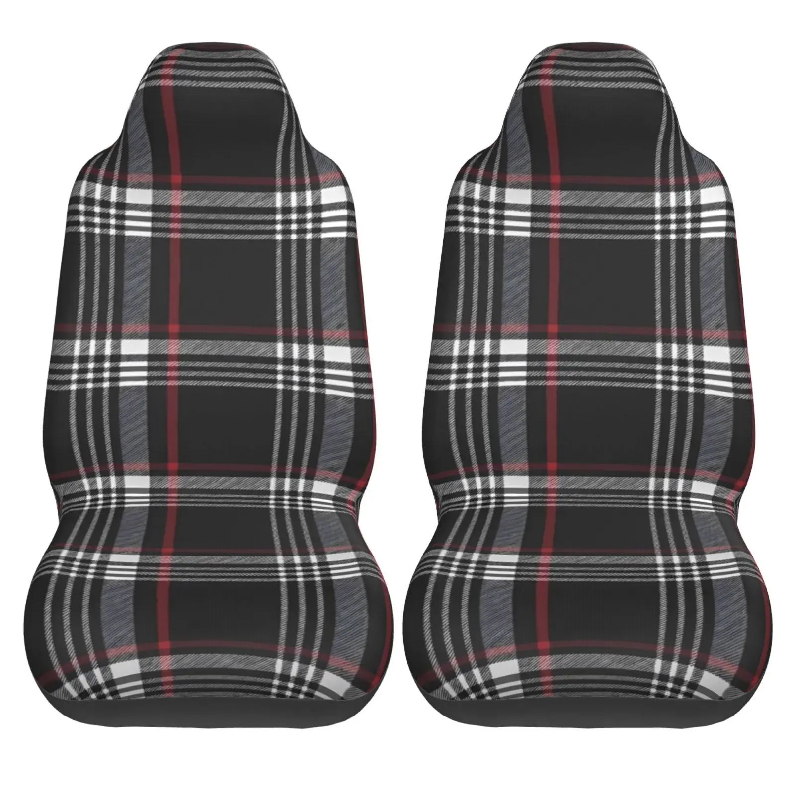 Classic Checkered Pattern Car Seat Covers Set for Womens 2pcs Auto Front Seat Protector Universal Car Interior Accessories Full