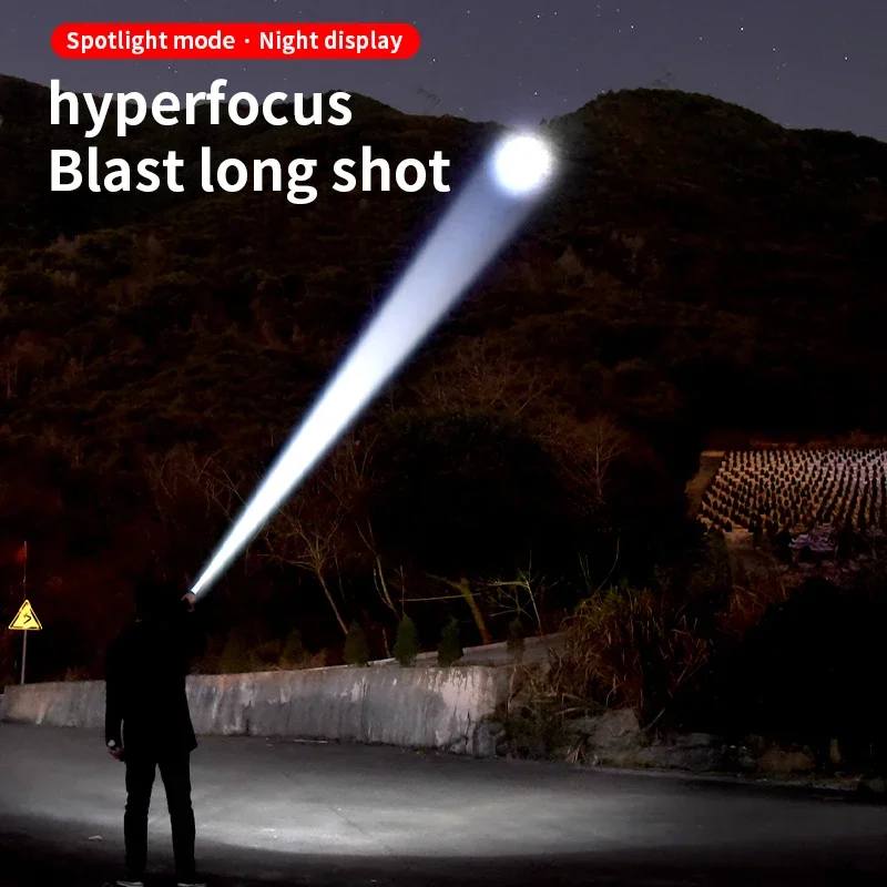 Super Bright LED Flashlight with Side Lights 5 Modes USB Rechargeable Flashlights Telescopic Zoom Emergency Torch Work Light