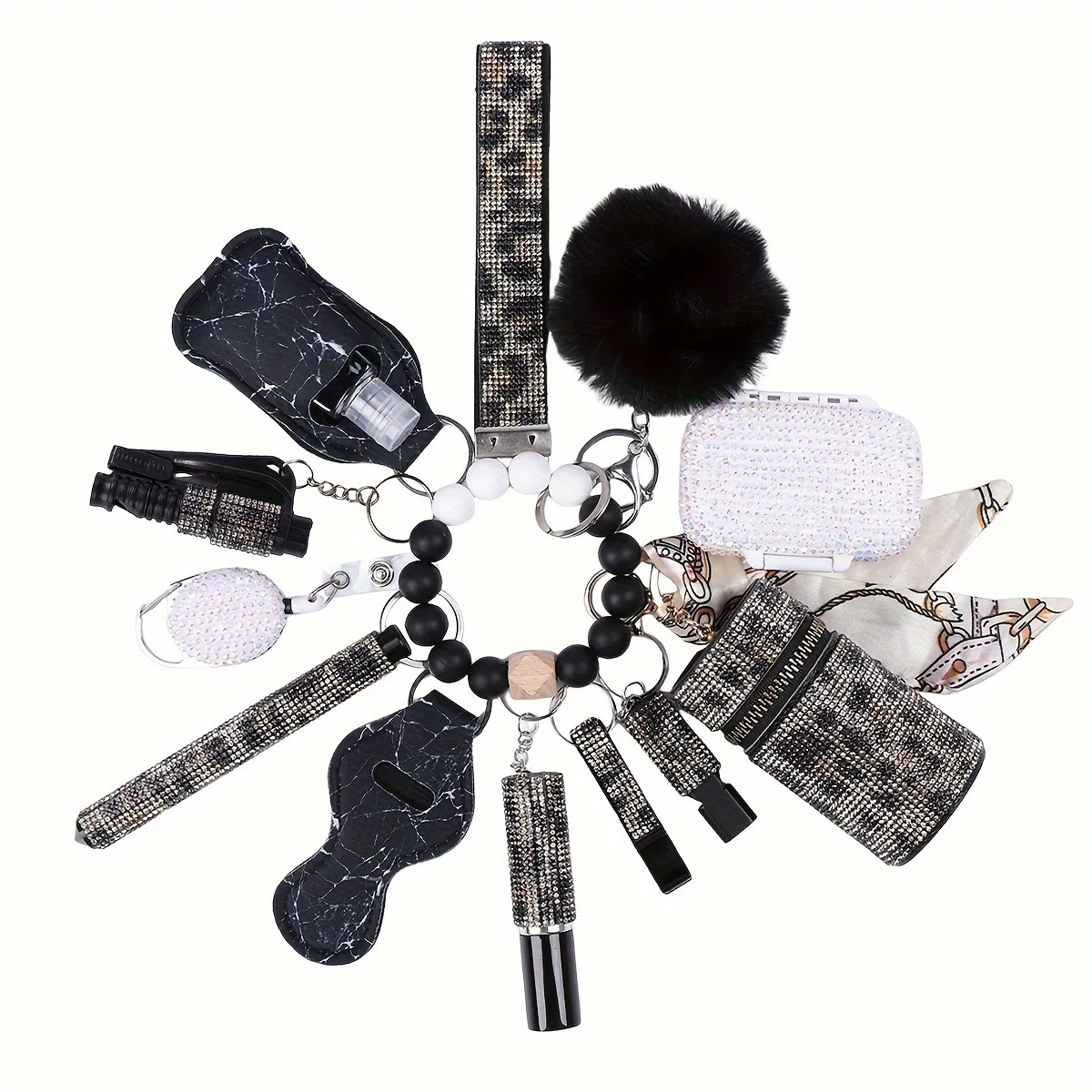 13pcs Personal Security Self-Defense Wholesale Bulk Accessories Defensive Self Defense Keychain Set For Women For Gir