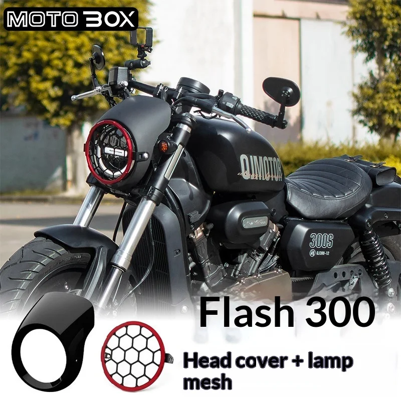 【Premium】For QJMOTOR Flash 300s modified pig head cover, headlight cover, front windshield, headshield, headlight mesh decorativ