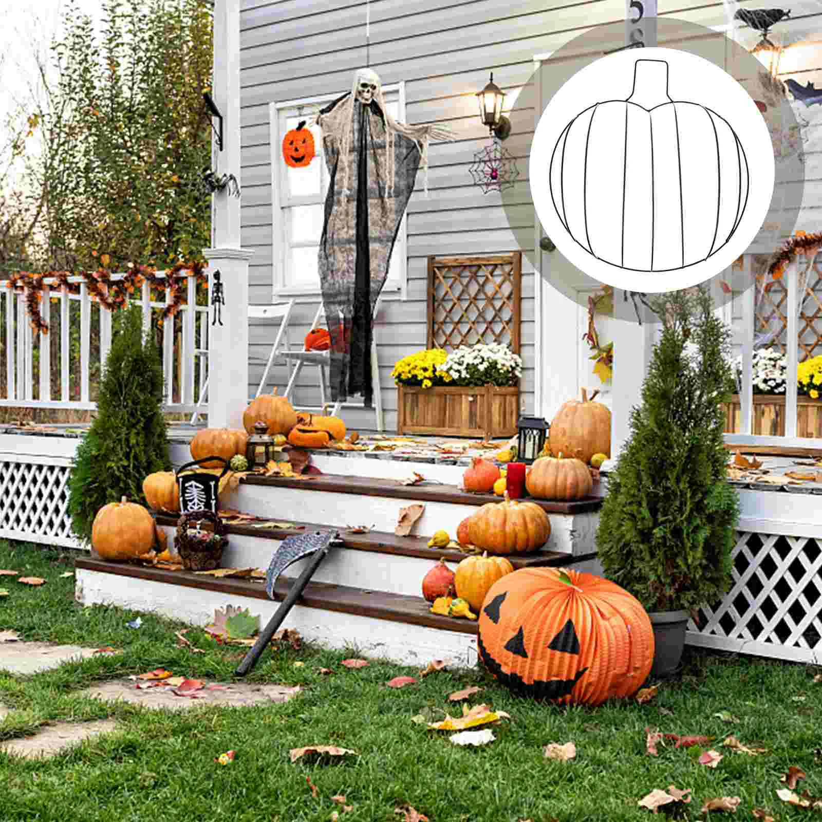 

Pumpkin Design Iron Frame Fall Decor Halloween Flower Arranging for Craft DIY Garland Making Wreath