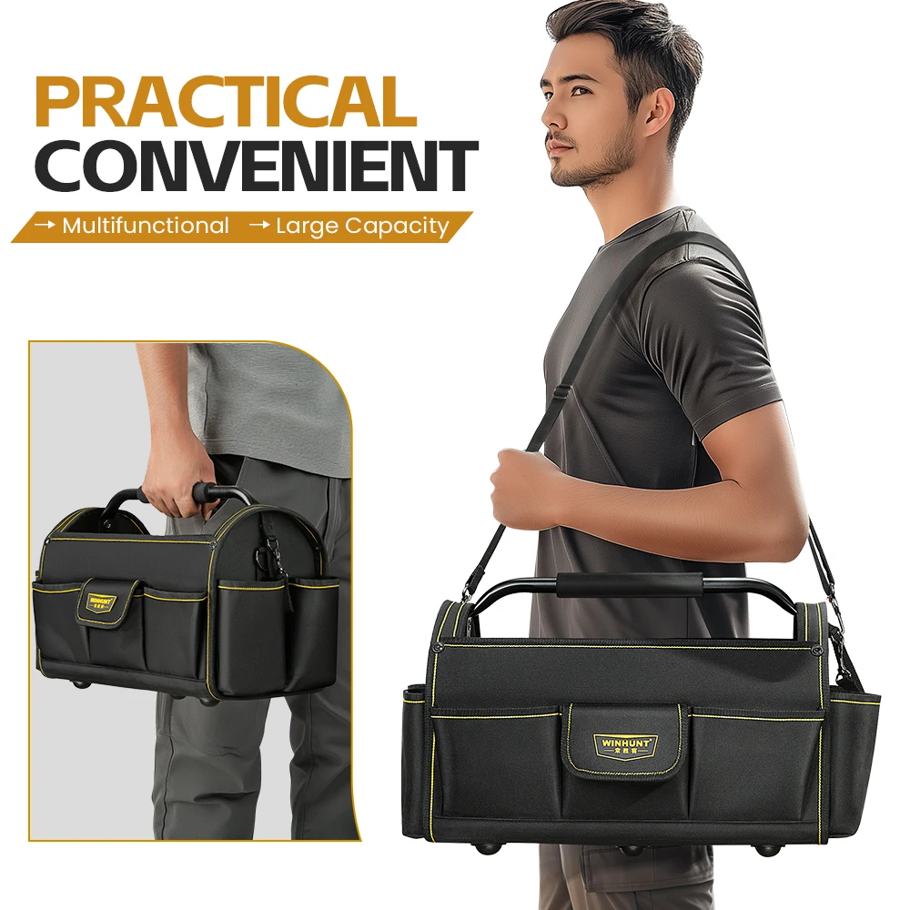 WINHUNT Electrician Tool Bag,Tool Tote: Strong, Durable Canvas, Portable & Multi-functional for Maintenance & Carpentry!