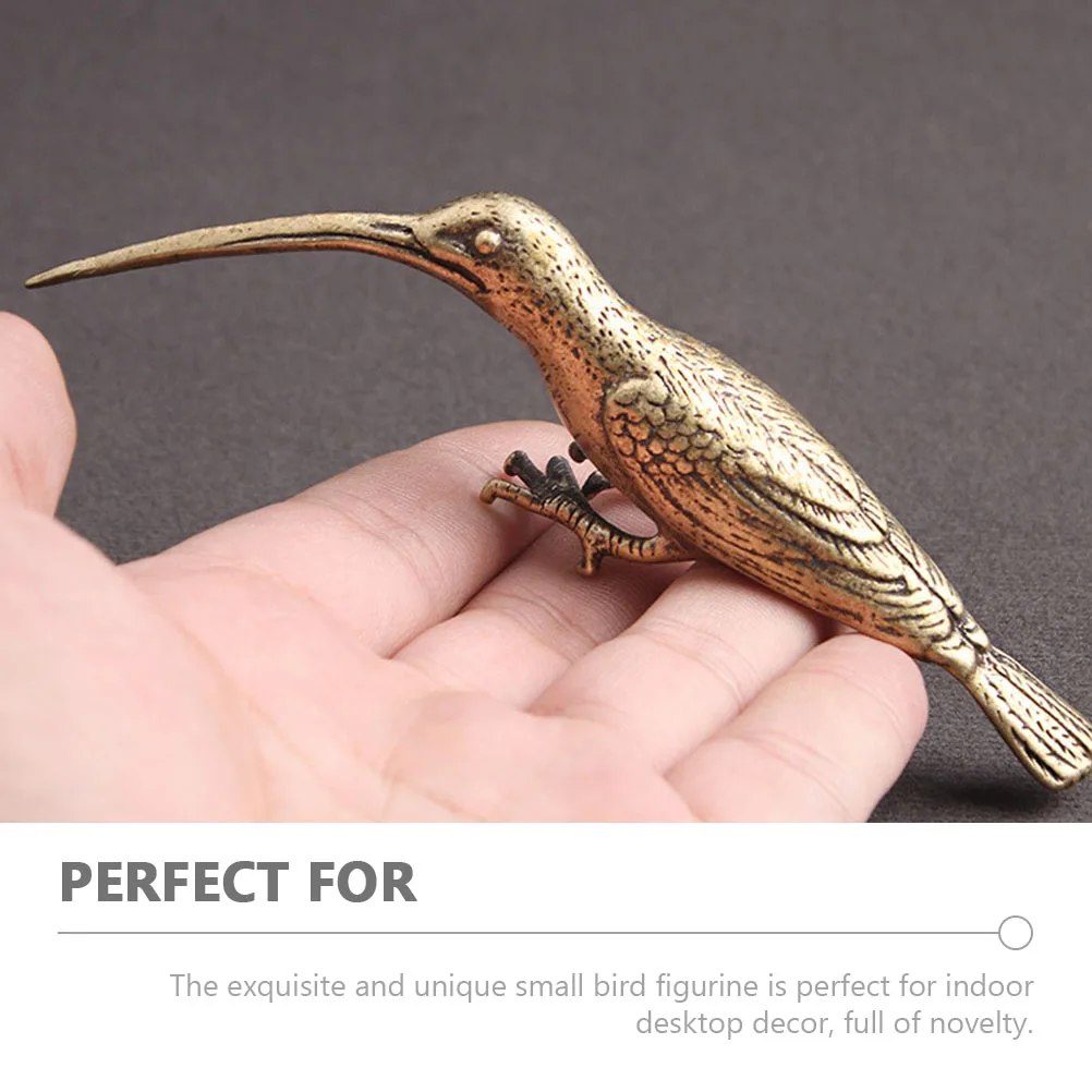 

2pcs Hummingbird Tea Knife Ornament Brass Bird Figurine Vintage Animal Decor Cabinet Statue Indoor Desktop Craft Miniature