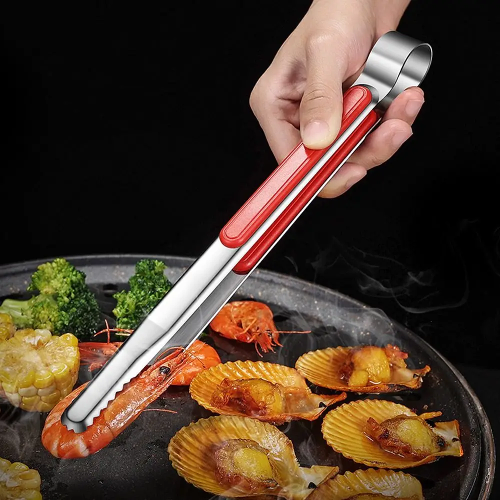 Korean Food Tongs BBQ Meat Bun Stainless Steel Cooking Tongs Utensil Tong Buffet Clips Toast Bread Clamp Kitchen Tools