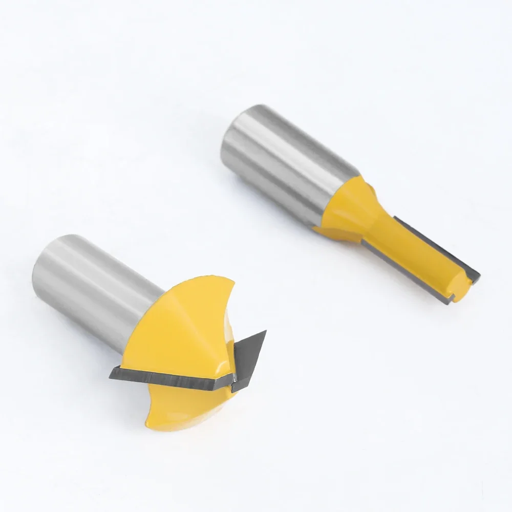 2pcs 12mm 1/2 Carbide Tenon Cutting Bits Knife Flat-bottomed V Shape Milling Cutters Router Bit for Wood Door Window